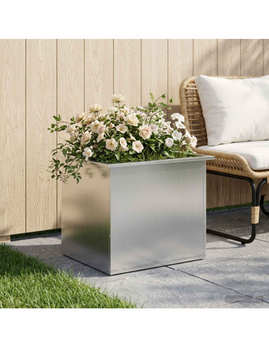 Fioriera da giardino con LED Argento 50 x 60 x 48 cm