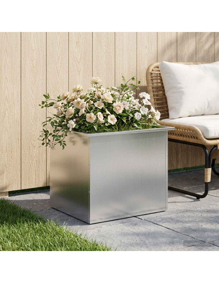 Fioriera da giardino con LED Argento 50 x 60 x 48 cm