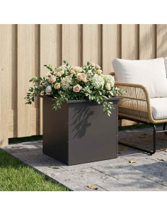 Fioriera da giardino con LED Nero 50 x 50 x 48 cm Acciaio