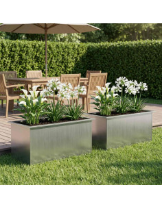Fioriera da giardino con LED 2 pz Argento 50 x 80 x 48 cm