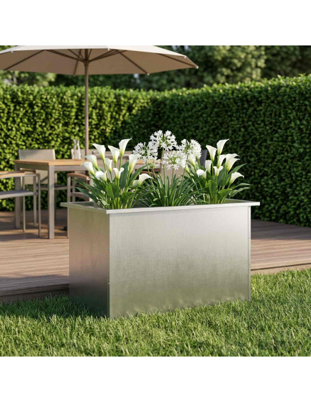 Fioriera da giardino con LED Argento 50 x 80 x 48 cm