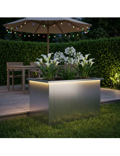 Fioriera da giardino con LED Argento 50 x 80 x 48 cm