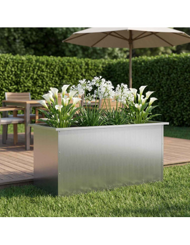 Fioriera da giardino con LED Argento 50 x 100 x 48 cm