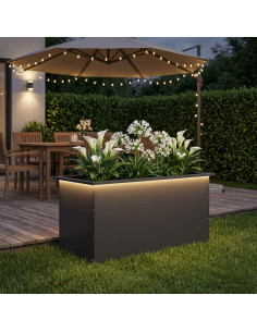 Fioriera da giardino con LED Nero 50 x 100 x 48 cm Acciaio