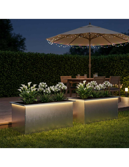 Fioriera da giardino con LED 2 pz Argento 50 x 80 x 48 cm