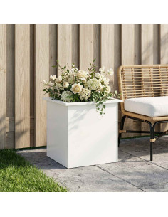 Fioriera da giardino con LED Bianco 50 x 50 x 48 cm Acciaio
