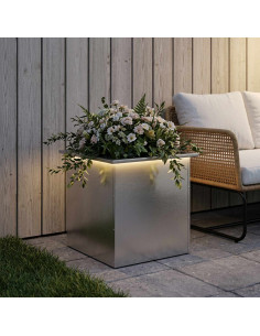Fioriera da giardino con LED Argento 50 x 50 x 48 cm