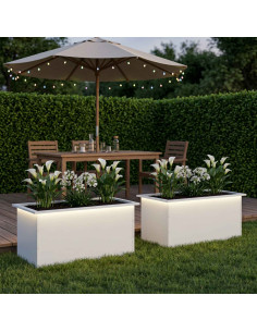 Fioriera da giardino con LED 2 pz Bianco 50 x 80 x 48 cm