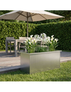 Fioriera da giardino con LED Argento 40 x 100 x 40 cm