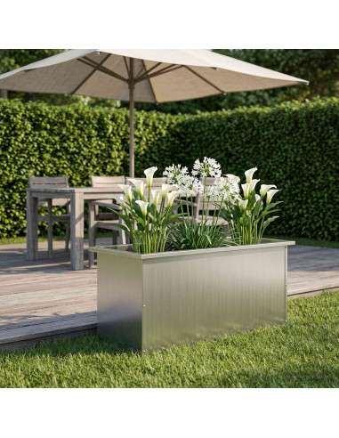 Fioriera da giardino con LED Argento 40 x 100 x 40 cm