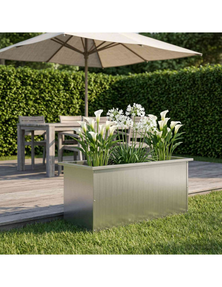 Fioriera da giardino con LED Argento 40 x 100 x 40 cm