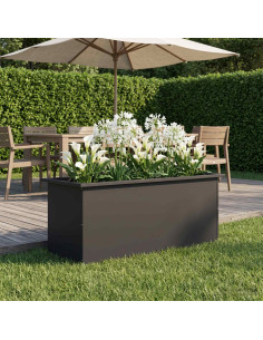 Fioriera da giardino con LED Nero 40 x 100 x 40 cm Acciaio