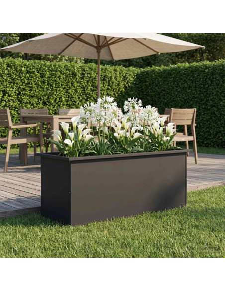 Fioriera da giardino con LED Nero 40 x 100 x 40 cm Acciaio