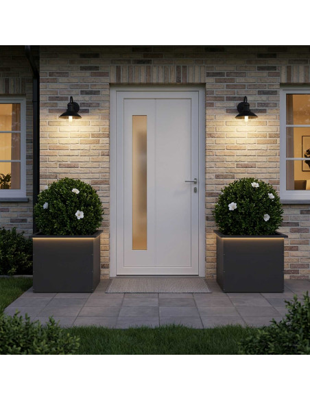 Fioriera da giardino con LED 2 pz Nero 50 x 60 x 48 cm Acciaio