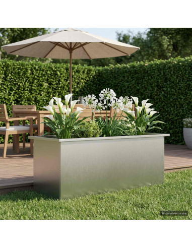 Fioriera da giardino con LED Argento 40 x 100 x 40 cm