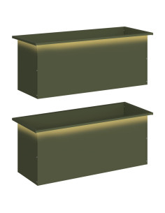 Fioriera da giardino con LED 2 pz Verde Oliva 40 x 100 x 40 cm 2