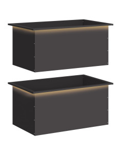 Fioriera da giardino con LED 2 pz Nero 50 x 80 x 48 cm Acciaio 2