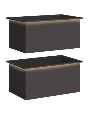 Fioriera da giardino con LED 2 pz Nero 50 x 80 x 48 cm Acciaio