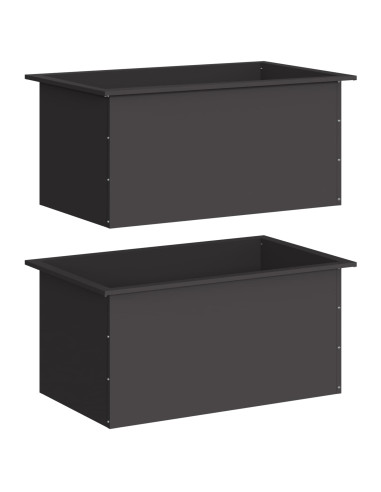 Fioriera da giardino con LED 2 pz Nero 50 x 80 x 48 cm Acciaio
