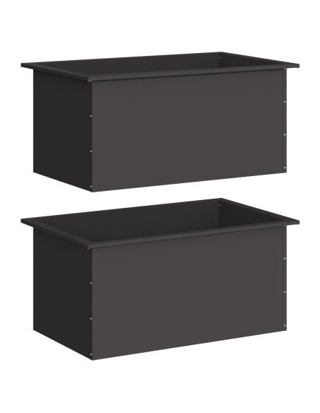 Fioriera da giardino con LED 2 pz Nero 50 x 80 x 48 cm Acciaio