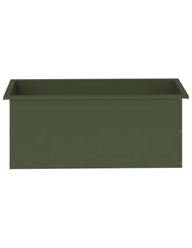 Fioriera da giardino con LED 2 pz Verde Oliva 40 x 100 x 40 cm
