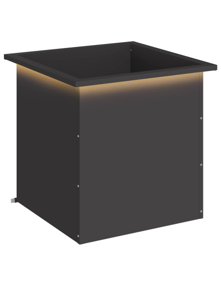 Fioriera da giardino con LED Nero 50 x 50 x 48 cm Acciaio