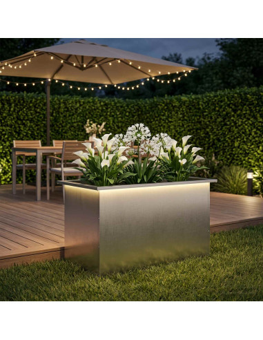 Fioriera da giardino con LED Argento 50 x 80 x 48 cm