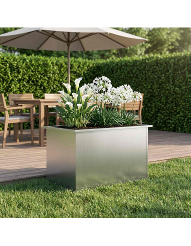 Fioriera da giardino con LED Argento 50 x 80 x 48 cm