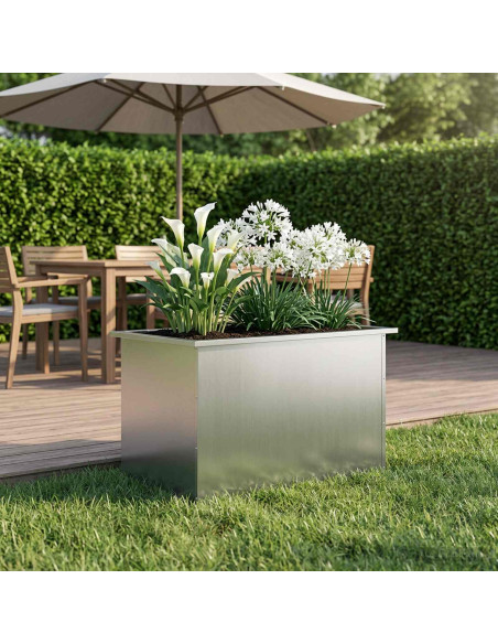Fioriera da giardino con LED Argento 50 x 80 x 48 cm