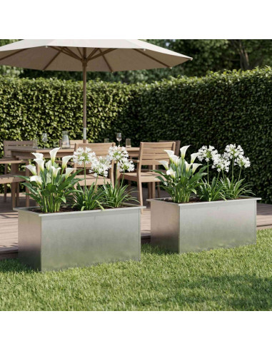 Fioriera da giardino con LED 2 pz Argento 50 x 80 x 48 cm