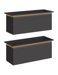 Fioriera da giardino con LED 2 pz Nero 40 x 100 x 40 cm Acciaio 2