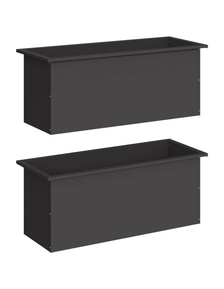 Fioriera da giardino con LED 2 pz Nero 40 x 100 x 40 cm Acciaio