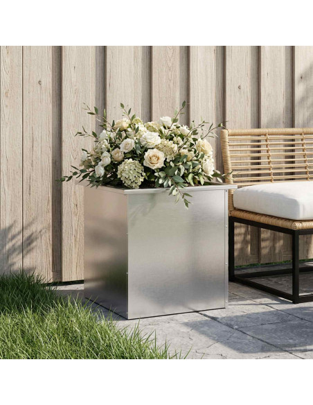 Fioriera da giardino con LED Argento 50 x 50 x 48 cm