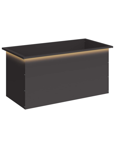 Fioriera da giardino con LED Nero 50 x 100 x 48 cm Acciaio