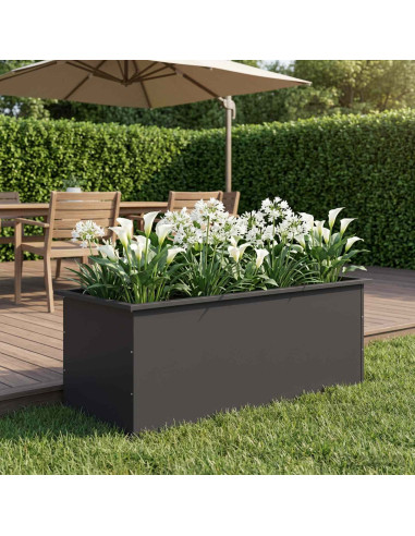 Fioriera da giardino con LED Nero 50 x 100 x 48 cm Acciaio