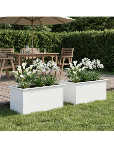 Fioriera da giardino con LED 2 pz Bianco 50 x 80 x 48 cm