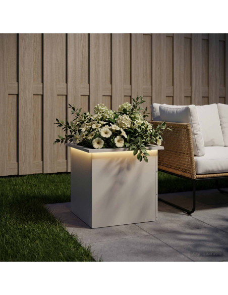 Fioriera da giardino con LED Bianco 50 x 50 x 48 cm Acciaio