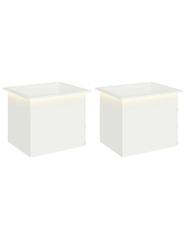 Fioriera da giardino con LED 2 pz Bianco 50 x 60 x 48 cm