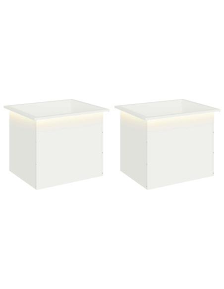 Fioriera da giardino con LED 2 pz Bianco 50 x 60 x 48 cm