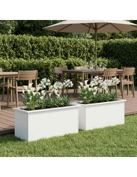 Fioriera da giardino con LED 2 pz Bianco 40 x 100 x 40 cm