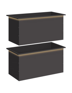 Fioriera da giardino con LED 2 pz Nero 50 x 100 x 48 cm Acciaio 2