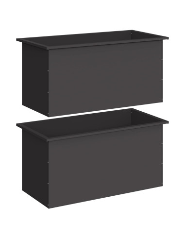 Fioriera da giardino con LED 2 pz Nero 50 x 100 x 48 cm Acciaio