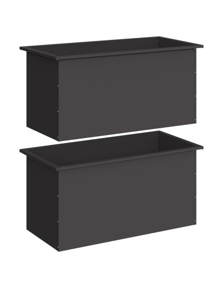 Fioriera da giardino con LED 2 pz Nero 50 x 100 x 48 cm Acciaio
