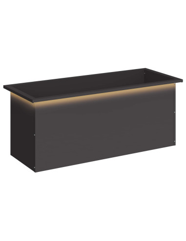 Fioriera da giardino con LED Nero 40 x 100 x 40 cm Acciaio