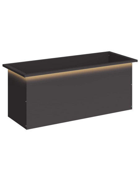 Fioriera da giardino con LED Nero 40 x 100 x 40 cm Acciaio