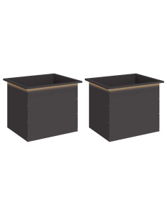 Fioriera da giardino con LED 2 pz Nero 50 x 60 x 48 cm Acciaio 2