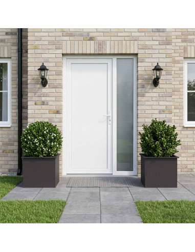 Fioriera da giardino con LED 2 pz Nero 50 x 60 x 48 cm Acciaio