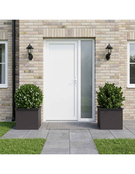 Fioriera da giardino con LED 2 pz Nero 50 x 60 x 48 cm Acciaio