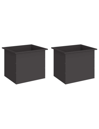 Fioriera da giardino con LED 2 pz Nero 50 x 60 x 48 cm Acciaio
