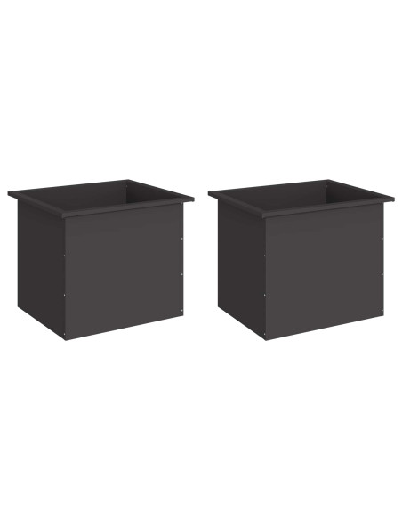 Fioriera da giardino con LED 2 pz Nero 50 x 60 x 48 cm Acciaio